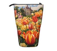 zkyfll Tulip Garden - Estuche vertical para lápices, soporte telescópico, bonito estuche para lápices, organizador de lápices