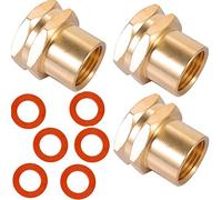 ZKZX Tubo de latón a manguera, 1/2 NPT hembra x rosca de manguera de 3/4 hembra, accesorio de manguera de jardín a accesorios de tubería, adaptador de conector de 3 piezas con arandela de goma extra