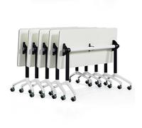 ZLALISA Mesa de conferencias Plegable Móvil con Ruedas Bloqueables Mesa de reunión para seminarios con Junta Rectangular