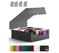 ZLCA Caja de Almacenamiento para Tarjetas Coleccionables TCG, Cuádruple MTG para 2400+ Tarjetas, 24 Divisores Coloridos, 4 Tapones, Cubierta de Cuero Sintético