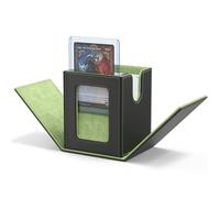 ZLCA MTG Caja de almacenamiento para tarjetas de béisbol con ventana Magic Commander que puede contener 100 juegos dobles de cartas coleccionables, apto para ccg/edh (negro y verde)