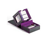 ZLCA MTG - Caja de mazo Commander con ventana de exhibición, caja de cartas con capacidad para 100 tarjetas de doble manga con bandeja de dados y soporte magnético de 35 puntos (negro y morado)