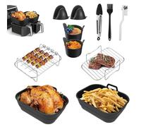 ZLDHMA Molde Silicona Freidora de Aire Dual Zone, Reutilizable Air Fryer Accesorios Freidora Sin Aceite para Ninja Foodi MAX AF300EU AF400EU, Plegable Accesorios Freidora de Aire (11Pcs)