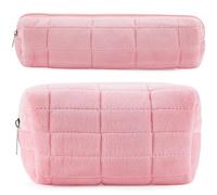 ZLFSRQ 2 estuches para lápices, bonitos estuches para adolescentes, bolsa de maquillaje de felpa, bolsa de cosméticos de viaje, bolsa de maquillaje rosa, bolsa de aseo con cremallera, organizador de