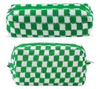ZLFSRQ Bolsa de maquillaje a cuadros para mujer, bolsa de cosméticos de gran capacidad, bolsa de maquillaje de viaje para bolso, organizador de artículos de tocador, lindo Y2K, estético, moderno,