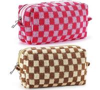 ZLFSRQ Bolsa de maquillaje a cuadros para mujer, juego de bolsa de cosméticos de gran capacidad, bolsa de maquillaje de viaje para bolso, organizador de artículos de tocador, lindo Y2K estético,