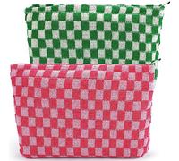 ZLFSRQ Bolsa de maquillaje a cuadros para mujer, juego de bolsa de cosméticos de gran capacidad, bolsa de maquillaje de viaje para bolso, organizador de artículos de tocador, lindo Y2K estético,
