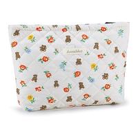 ZLFSRQ Bolsa de maquillaje acolchada de algodón, bonita bolsa de cosméticos floral para mujer, bolsa de maquillaje grande con cremallera, bolsa de aseo portátil