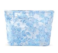 ZLFSRQ Bolsa de maquillaje de flores para viaje, lindas bolsas de cosméticos florales para mujer, bolsa de maquillaje grande con cremallera, bolsa de cosméticos para bolso, bolsa organizadora de
