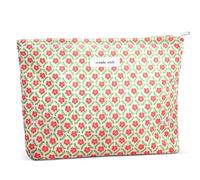 ZLFSRQ Bolsa de maquillaje de flores para viajes, bonita bolsa de cosméticos floral para mujeres y niñas, pequeñas flores rojas, con cremallera, bolsa de almacenamiento portátil para artículos de