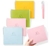 ZLFSRQ Paquete de 4 mini cuadernos en blanco, lindo cuaderno de bolsillo pequeño con bolígrafo de 3.9 x 3.9 pulgadas, cuadernos de papel interior a granel sin líneas para viajeros, trabajo, oficina