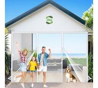 Zlhloj Mosquitera Doble Puerta Magnetica, 140x190 cm Varios Tallas, Cortina Mosquitera Puerta Exterior, Cierre automático, No Requiere Herramientas, Fácil de Instalar con Imanes para Balcón Blanco