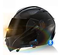ZLHYQA Casco de Motocicleta, Casco Integral, abatible, con Doble Visera, Modular, Certificado Dot/ECE, con Sistema de Respuesta automática y comunicación MP3 Integrado.