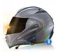 ZLHYQA Casco de Motocicleta, Casco Integral, abatible, con Doble Visera, Modular, Certificado Dot/ECE, con Sistema de Respuesta automática y comunicación MP3 Integrado.