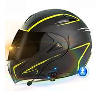 ZLHYQA Casco de Motocicleta, Casco Integral, abatible, con Doble Visera, Modular, Certificado Dot/ECE, con Sistema de Respuesta automática y comunicación MP3 Integrado.