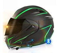 ZLHYQA Casco de Motocicleta, Casco Integral, abatible, con Doble Visera, Modular, Certificado Dot/ECE, con Sistema de Respuesta automática y comunicación MP3 Integrado.