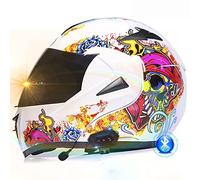 ZLHYQA Casco de Motocicleta, Casco Integral, abatible, con Doble Visera, Modular, Certificado Dot/ECE, con Sistema de Respuesta automática y comunicación MP3 Integrado.