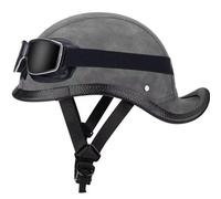 ZLHYQA Casque de Moto rétro en Cuir à Visage Ouvert pour adultes, Hommes et Femmes, homologué ECE, Style allemand, Casque Demi-Coque à Queue d'aronde pour Cruiser, Chopper, Scooter, Cyclo