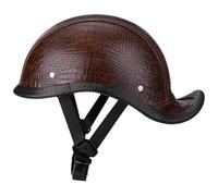 ZLHYQA Casque de Moto rétro en Cuir à Visage Ouvert pour adultes, Hommes et Femmes, homologué ECE, Style allemand, Casque Demi-Coque à Queue d'aronde pour Cruiser, Chopper, Scooter, Cyclo