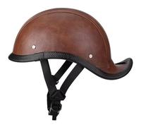 ZLHYQA Casque de Moto rétro en Cuir à Visage Ouvert pour adultes, Hommes et Femmes, homologué ECE, Style allemand, Casque Demi-Coque à Queue d'aronde pour Cruiser, Chopper, Scooter, Cyclo