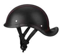 ZLHYQA Casque de Moto rétro en Cuir à Visage Ouvert pour adultes, Hommes et Femmes, homologué ECE, Style allemand, Casque Demi-Coque à Queue d'aronde pour Cruiser, Chopper, Scooter, Cyclo