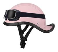 ZLHYQA Casque de Moto rétro en Cuir à Visage Ouvert pour adultes, Hommes et Femmes, homologué ECE, Style allemand, Casque Demi-Coque à Queue d'aronde pour Cruiser, Chopper, Scooter, Cyclo