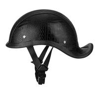 ZLHYQA Casque de Moto rétro en Cuir à Visage Ouvert pour adultes, Hommes et Femmes, homologué ECE, Style allemand, Casque Demi-Coque à Queue d'aronde pour Cruiser, Chopper, Scooter, Cyclo