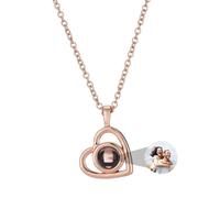 ZLHZW Collar personalizado de proyección de imágenes para mujer, colgante de corazón con foto personalizada, joyería de retrato personalizada, regalos conmemorativos de cumpleaños y aniversario para