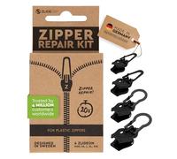 Zlideon Kit de Reparación de Cremalleras de Plástico Multipack - 4 piezas Negro | Deslizador de Repuesto Instantáneo para Ropa Infantil, Ropa Deportiva y Fundas Nórdicas | Fabricado en Alemania