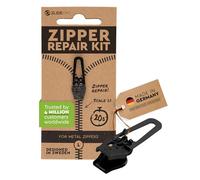 Zlideon Kit de Reparación de Cremalleras Metálicas - 1 Pieza, Negro (L/5) | Cursor de Eepuesto para Cremalleras de Chaquetas Vaqueras, Abrigos de Invierno y Bolsas de Viaje; Fabricado en Alemania