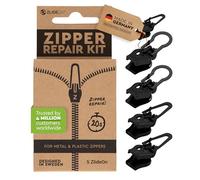 ZlideOn Reemplazo de tirador de cremallera - 5 piezas, negro, normal - reemplazo instantáneo de cremallera deslizador multipack