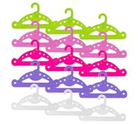 Zliger 15 Piezas Perchas de Plástico Muñecas Perchas de Ropa Perchas Doll Rosado Verde Púrpura Perchas de Plástico para Muñecas Clothes (Multicolor)
