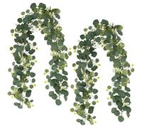 Zliger 2 plantas falsas, planta de eucalipto artificial de 1,8 m, enredaderas colgantes de hiedra, hojas artificiales de follaje artificial, para bodas, fiestas, jardín, oficina, decoración de