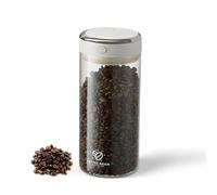 Zliger Lata de café hermética de 1,7 L, 500 g, con válvula de salida y indicador de fecha, vidrio hermético para frutos secos, cacao y hojas de té