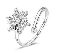 ZLING Anillo Abierto De Copo De Nieve De Plata De Ley 925 De Cristal Blanco para Mujer, Invierno, Joyería De Compromiso, Anillo Ajustable