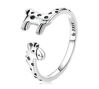 ZLING Anillo Abierto De Jirafa De Plata De Ley 925 Auténtica para Mujer, Anillo De Elefante con Pata De Cachorro, Joyería Fina para Niña, Regalo De Fiesta