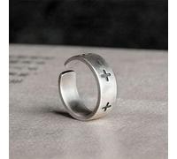ZLING Anillo Cruzado De Plata De Ley 925 para Hombres Y Mujeres, Anillo Ajustable Vintage Cristiano, Joyería De Plata 925