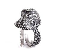 ZLING Anillo De Apertura De Pulpo Exagerado De Plata De Ley 925, Joyería Gótica Retro De Tamaño Ajustable para Hombres