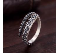 ZLING Anillo De Pulpo Retro De Plata De Ley 925 para Hombres Y Mujeres, Anillo Envolvente De Tamaño Ajustable, Joyería Gótica Punk