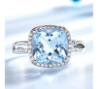 ZLING Anillos De Aguamarina con Piedras Preciosas De Topacio Azul Cielo Creados Románticamente, Anillos De Plata De Ley 925 para Mujer, Regalo De Compromiso, Joyería Fina