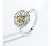 ZLING Anillos Grandes para Mujer Copo De Nieve Amarillo Redondo Cz 925 Joyería De Plata Esterlina Anillo De Compromiso Hombres Anillo De Boda Turco