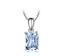 ZLING Collar con Colgante De Plata De Ley 925 Sólida, Collar De Topacio Azul Cielo con Piedras Preciosas, Regalos De Boda Románticos para Mujeres, Joyería Fina