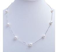 ZLING Collar De Plata De Ley 925 Auténtica, Collar De Perlas Naturales De Agua Dulce De 7-8mm, Joyería De Perlas Blancas para Regalos De Mujer