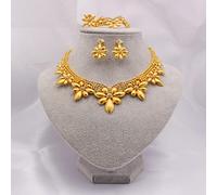 ZLING Conjuntos De Joyas De Oro De 24 Quilates De Dubái para Mujer, Regalos De Boda Africanos, Collar De Fiesta, Pulsera, Pendientes, Conjunto De Anillo, Joyería De Etiopía