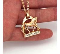 ZLING Estribo De Caballo De Cristal Y Collar con Colgante De Caballo, Dos Colores, Collares De Caballo De Color Dorado Y Plateado, Regalo De Joyería