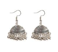 ZLING Joyería Tibetana Color Plata India Colgante Geométrico Pendientes De Gota Bohemia Campanas Jhumka Pendientes