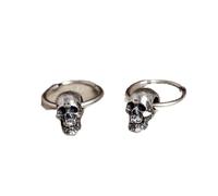ZLING Pendiente De Aro con Abalorios De Calavera De 5x6mm, Pendientes Vintage De 100% Plata De Ley 925 con Calavera, Piercing Gótico Punk para Oreja, Pendiente Colgante