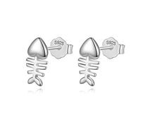 ZLING Pendiente De Plata De Ley 925 Auténtica, Mini Pendientes Bonitos con Forma De Pez para Hija, Niñas, Señora, Regalo De Cumpleaños, Joyería