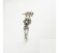 ZLING Pendientes Colgantes De Calavera De Esqueleto Vintage Hechos A Mano De Plata De Ley 925, Pendientes Largos para Hombres Y Mujeres, Joyería, Regalos De Fiesta