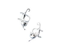 ZLING Pendientes De Clip con Orejas De Gato Y Animal De Plata De Ley 925 Auténtica para Mujer, Joyería para Regalo De Cumpleaños Y Boda
